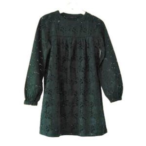 Zara Trafaluc forest green eyelet dress S